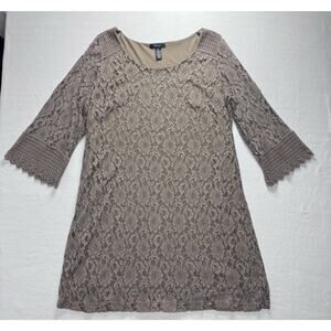 Brown All Over Lace 3X Dress